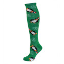 Merry Christmas Women's Knee Socks - 1 Pair - Green with Penguins