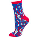 Wild Thing Women's Neon Crew Socks - 1 Pair - Blue / Pink Animal Print