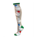 Merry Christmas Women's Knee Socks - 1 Pair - Gray Snowmen