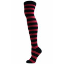 J. Ann Thick Stripe Over the Knee Socks - 1 Pair - Pink/Black
