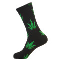 Unisex Crew Classic Weed Socks Black with Green - 2 pairs