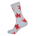 Unisex Crew Classic Weed Socks White with Red - 2 pairs