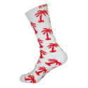 Unisex Crew Swag Palm Tree Socks White with Red - 2 pairs