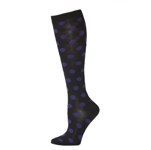 Sofra Women's Knee High Socks Black and Blue Dot - 1 Pair