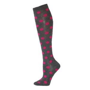 Sofra Women's Knee High Socks Gray and Red Dot - 1 Pair
