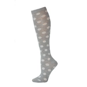 Sofra Women's Knee High Socks Gray and White Dot - 1 Pair
