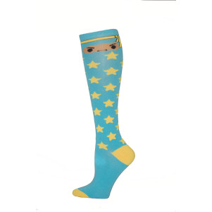 Yelete Ninja Star Knee Socks - 1 Pair - Light Blue