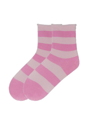 K. Bell Women's Rugby Striped Relaxed Top Crew Socks - Pink