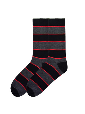 K. Bell Men's Recycled Cotton Stripe Crew Socks - Black