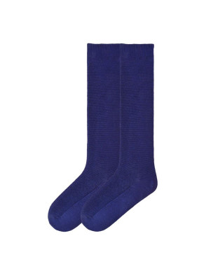 K. Bell Women's Pique Texture Straight Up Knee High Socks - Navy