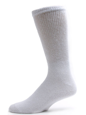 Sole Pleasers Men's White King Size Diabetic Crew Socks - 3 Pairs