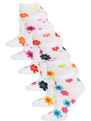 Mamia Flower Power Kids Low Cut Socks - 6 Pairs - Flower Multi