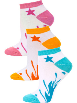 Jaze Shooting Stars Low Cut Socks - 3 Pairs - Blue/Orange/Pink