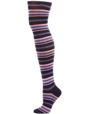 Yelete Dark Stripe Over the Knee Socks - 1 Pair - Purple Stripe