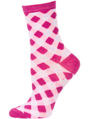 Chatties Women's Gingham Crew Socks - 1 Pair - Rose Pink
