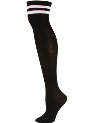 Julietta Retro Stripe Over the Knee Socks - 1 Pair - Black