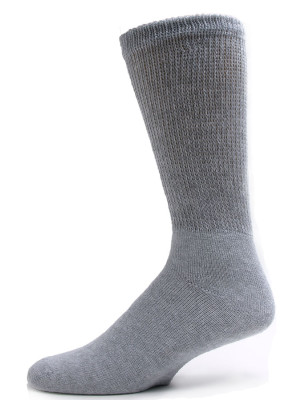 Sole Pleasers Men's Grey King Size Diabetic Crew Socks - 3 Pairs