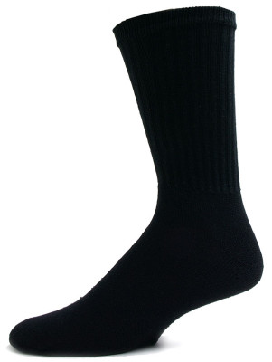 American Made Men's Solid Black King Size Crew Socks - 3 Pairs
