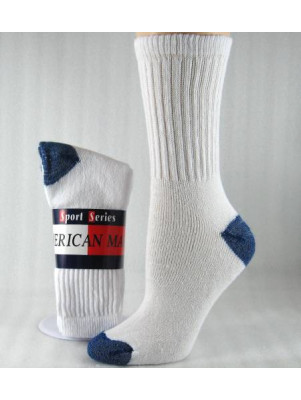 American Made  Women's Blue Heel and Toe Crew Socks - 3 Pairs