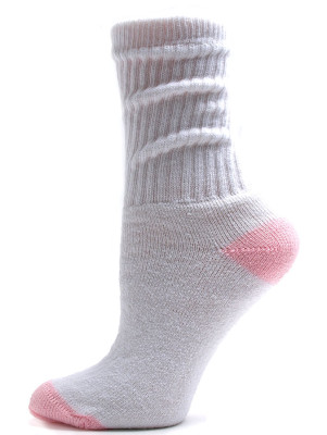 American Made Women's Pink Heel and Toe Crew Socks - 3 Pairs