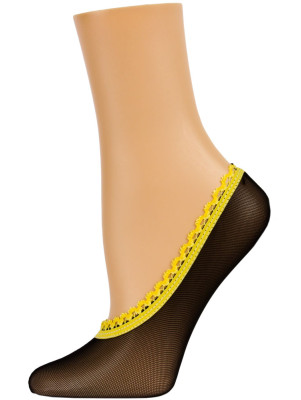 Dynamic Footies Women's Bright Mesh Liner Socks - 1 Pair - Black with Yellow