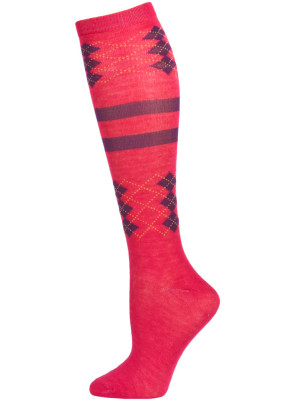 Sockaholic Women's Chic Pattern Knee Socks - 1 Pair - Pink/Purple Argyle/Stripe