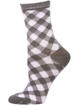 Chatties Women's Gingham Crew Socks - 1 Pair - Grey