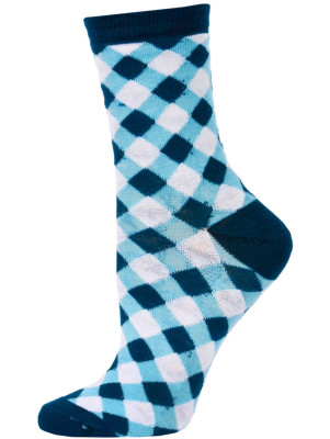 Chatties Women's Gingham Crew Socks - 1 Pair - Teal Blue