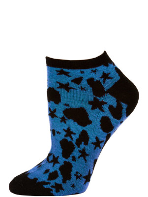 Wild Thing Women's Animal Print No Show Socks - 1 Pair - Black/Blue Star Cheetah
