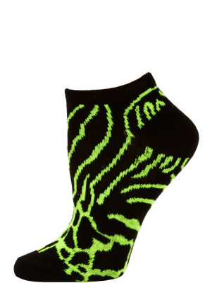 Wild Thing Women's Animal Print No Show Socks - 1 Pair - Black/Green Animal Print
