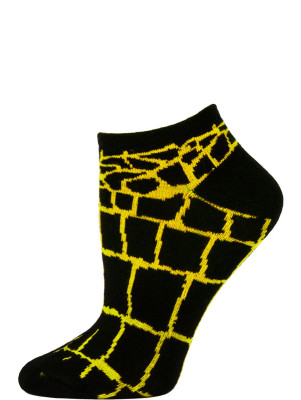 Wild Thing Women's Animal Print No Show Socks - 1 Pair - Black/Yellow Snake - Croc
