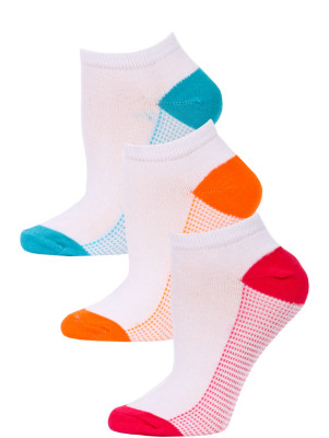 NYC Underground Women's No Show Socks - 3 Pairs - Pink/Orange/Blue -2