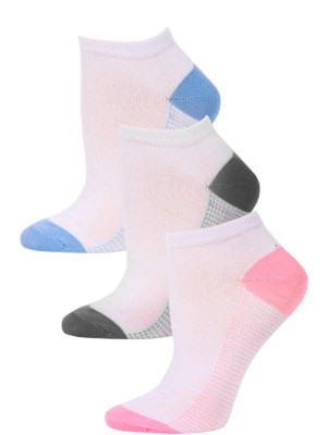 NYC Underground Women's No Show Socks - 3 Pairs - Light Pink/Grey/Light Blue -3