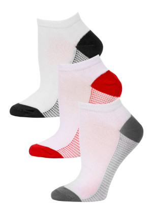 NYC Underground Women's No Show Socks - 3 Pairs - Grey/Red/Black-4