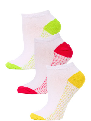 NYC Underground Women's No Show Socks - 3 Pairs - Yellow/Pink/Lime Green -5