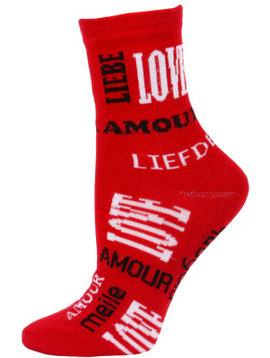 Love Struck Women's Valentine's Day Crew Socks - 1 Pair - Red Language of Love