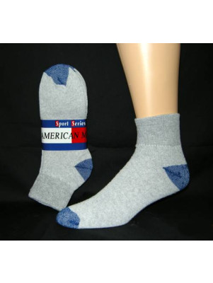 Women's Gray Quarter Socks with Blue Heel and Toe -  3 Pairs