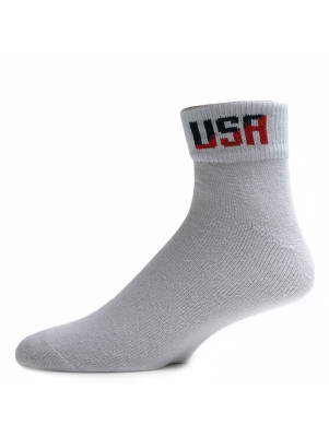 Men's White USA Logo King Size Quarter Socks - 3 Pairs