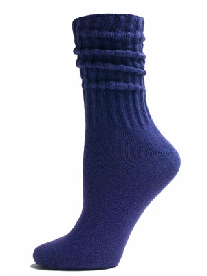 Dark Purple Cotton Slouch Socks - 1 Pair