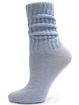 Light Blue Cotton Slouch Socks - 1 Pair
