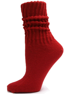 Red Cotton Slouch Socks - 1 Pair