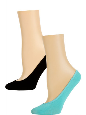 Steve Madden Solid Color Microfiber Footie Liner Socks - 2 Pairs - Light Blue and Black