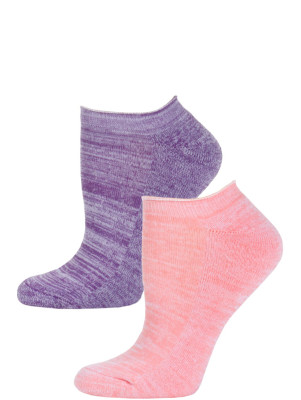 Steve Madden Marled Pastel No Show Socks - 2 Pairs - Pastel Pink and Purple