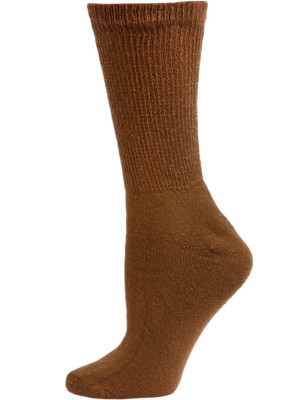 Sole Pleasers Women's Brown Diabetic Crew Socks - 3 Pairs