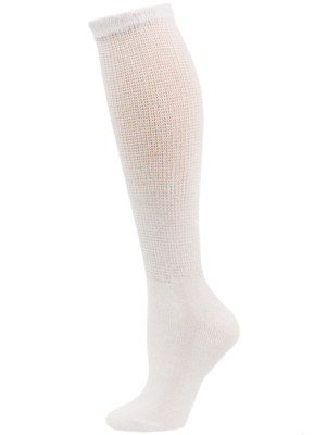 Sole Pleasers Women's White Diabetic Over the Calf Socks - 3 Pairs
