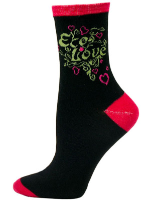 Go Green Women's Crew Socks - 1 Pair - Black - Eco Love