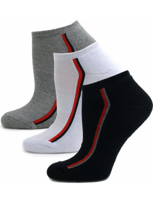 Running Mate Women's Striped Socks - 3 Pairs - Assorted (Black, White, Gray)