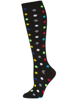 Julietta Women's Bright Polka Dot Knee Socks - 1 Pair - Black Multi