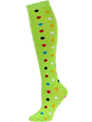 Julietta Women's Bright Polka Dot Knee Socks - 1 Pair - Lime Green Multi