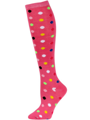 Julietta Women's Bright Polka Dot Knee Socks - 1 Pair - Pink Multi